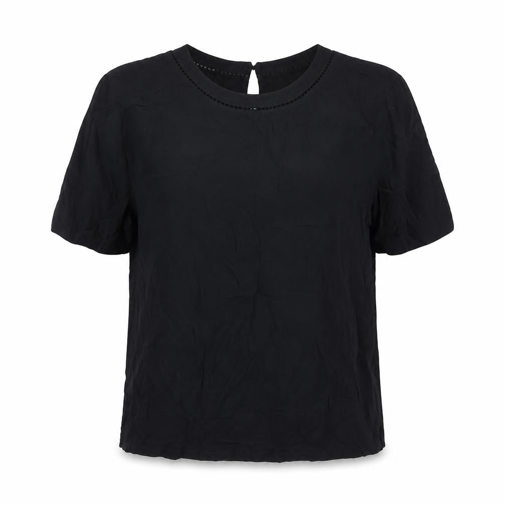 Marks & Spencer Womens Black Viscose Basic Blouse Size 10 Round Neck