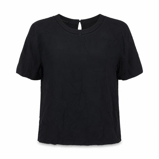 Marks and Spencer Womens Black Viscose Basic Blouse Size 10 Round Neck