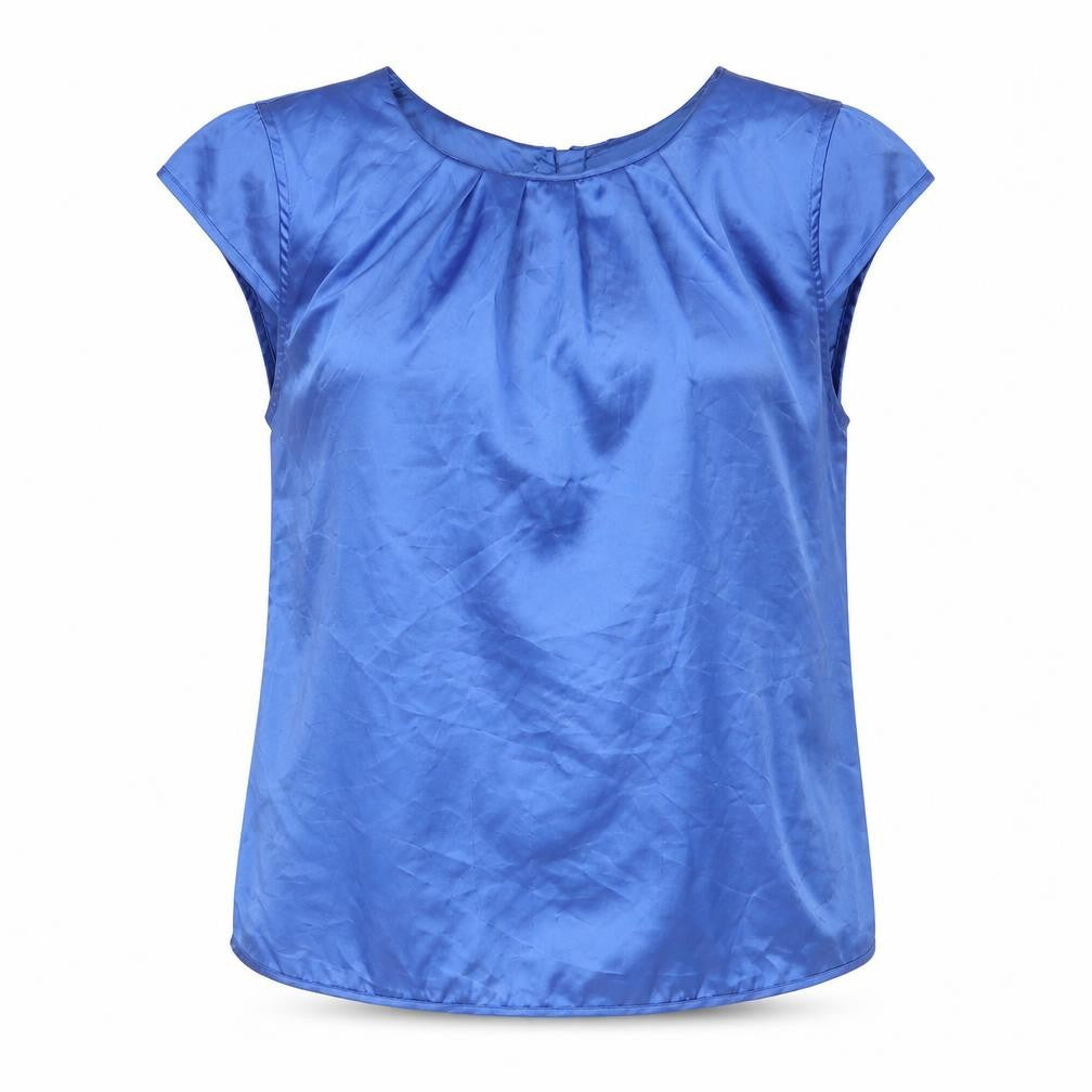 Oasis Womens Blue Polyester Basic Blouse Size 10 Round Neck
