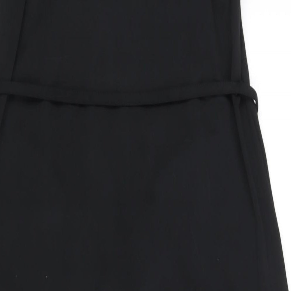 River Island Womens Black Polyester Maxi Size 10 V-Neck Pullover - Side Slits Belted