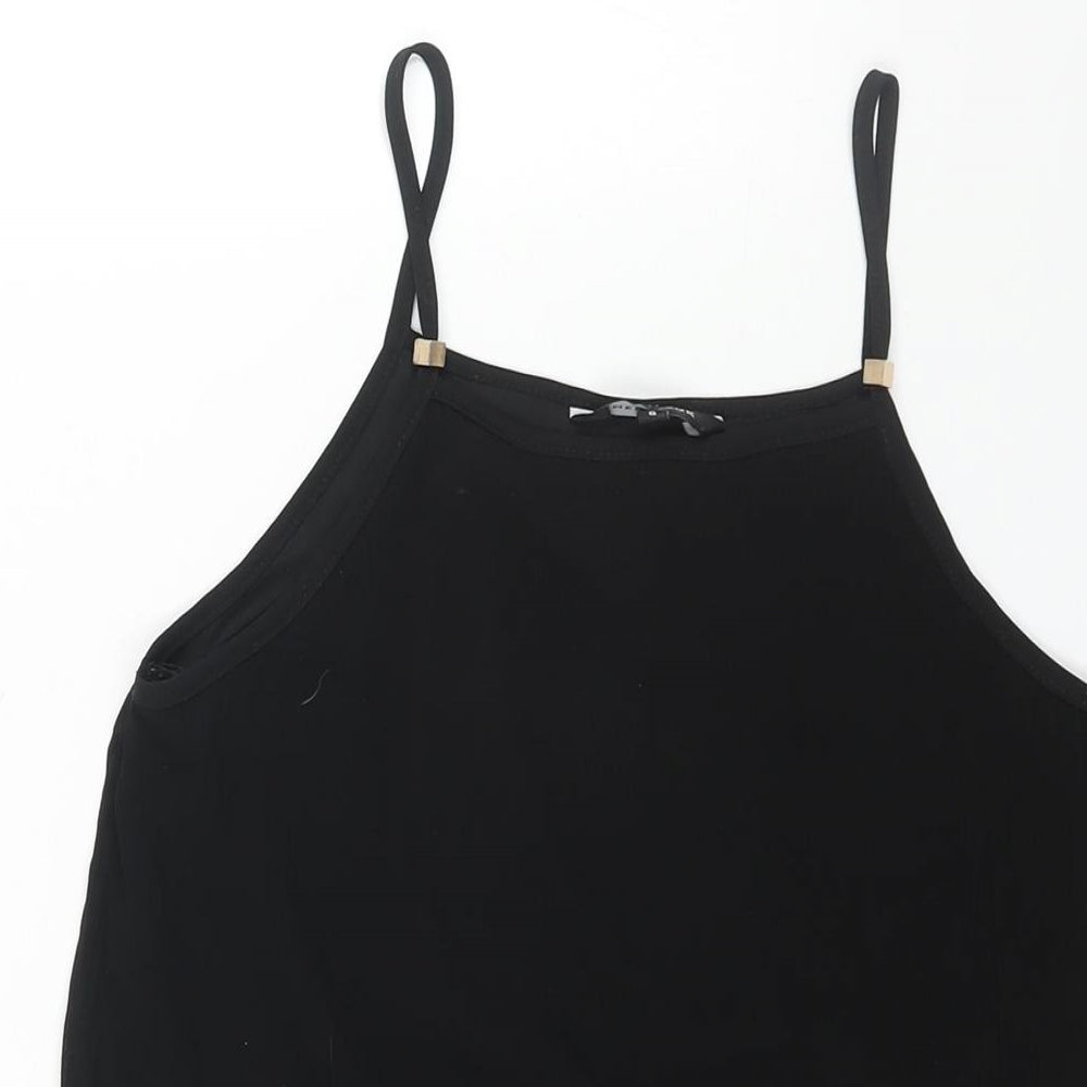 New Look Womens Black Polyester Camisole Blouse Size 8 Square Neck