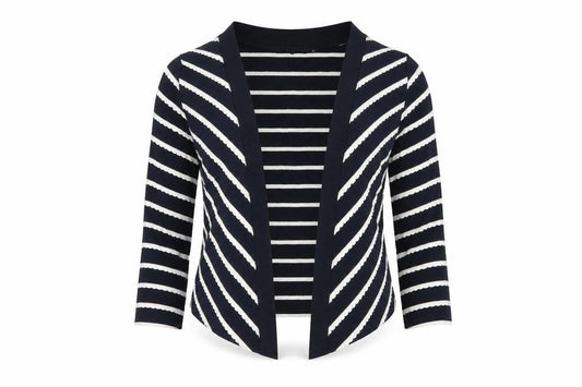 Store Twenty One Womens Black V-Neck Striped Polyester Cardigan Jumper Size 12