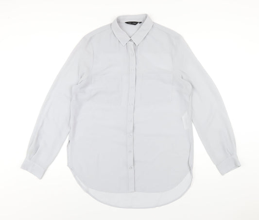 New Look Womens Grey Polyester Basic Button-Up Size 12 Collared