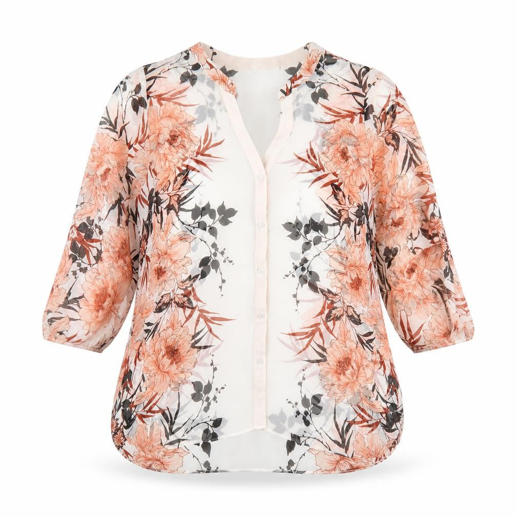 Wallis Womens Multicoloured Floral Polyester Basic Button-Up Size 14 V-Neck