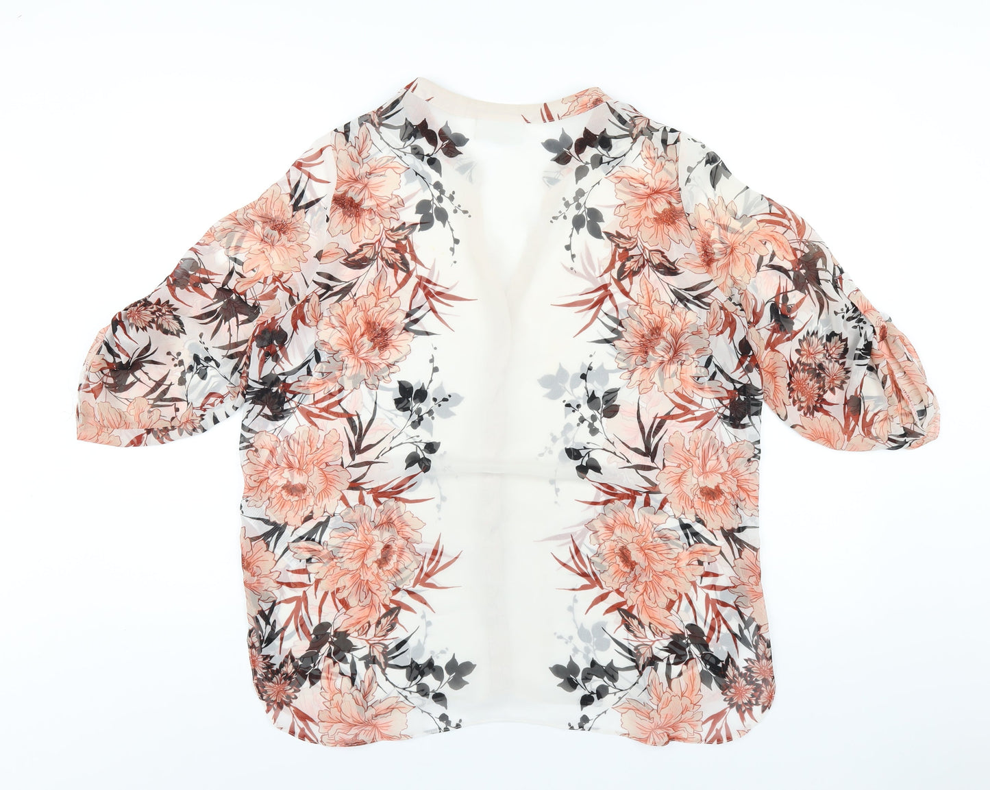 Wallis Womens Multicoloured Floral Polyester Basic Button-Up Size 14 V-Neck