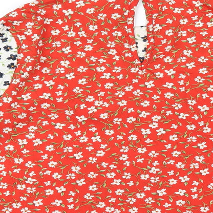 Influence Womens Multicoloured Floral Polyester Basic T-Shirt Size 10 Round Neck