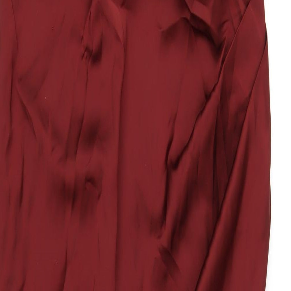 PRETTYLITTLETHING Womens Red Polyester Maxi Size 12 Off the Shoulder Zip
