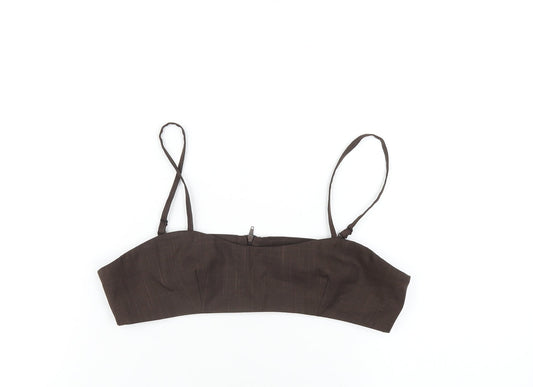 Topshop Womens Brown Polyester Cropped T-Shirt Size 10 Sweetheart