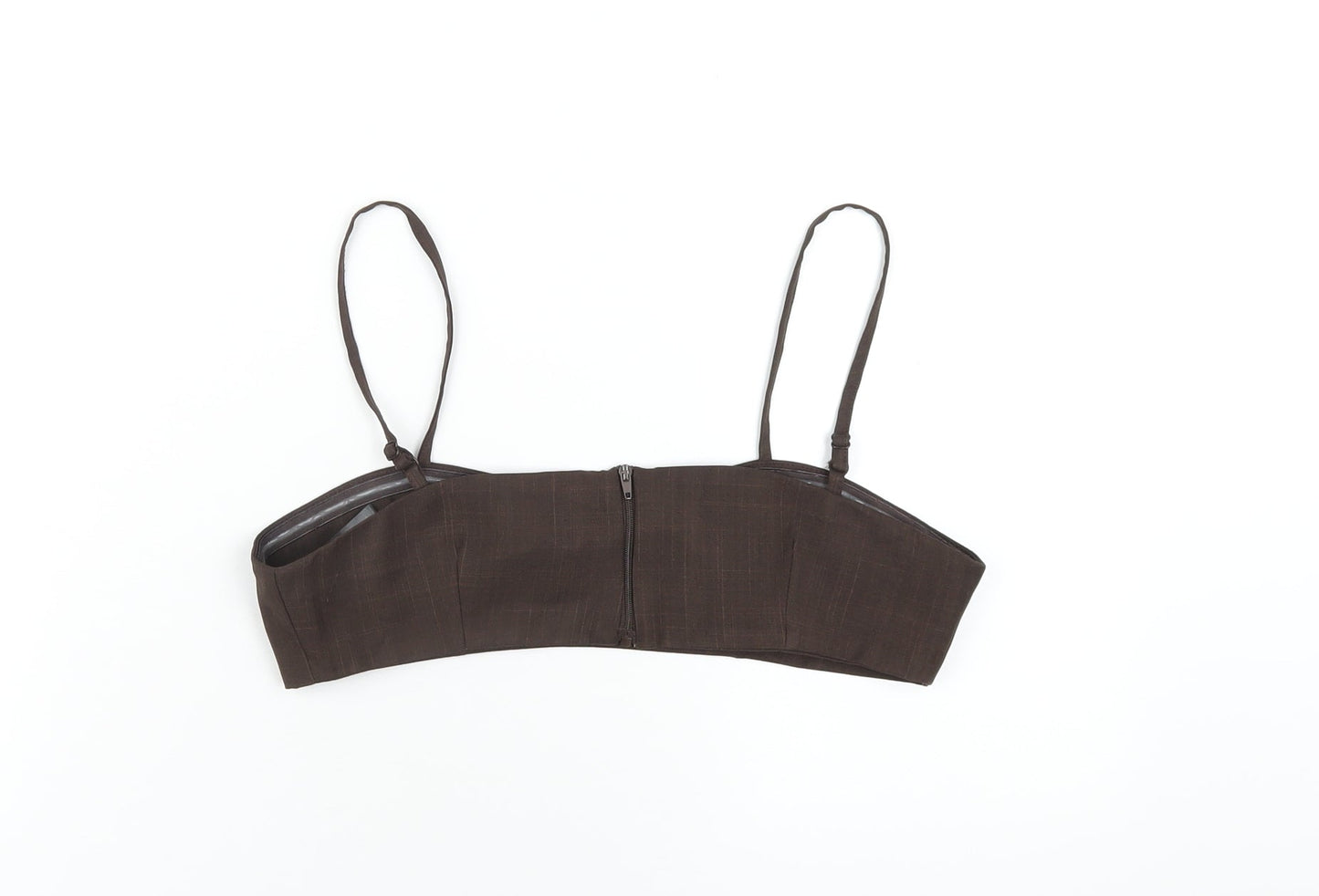Topshop Womens Brown Polyester Cropped T-Shirt Size 10 Sweetheart