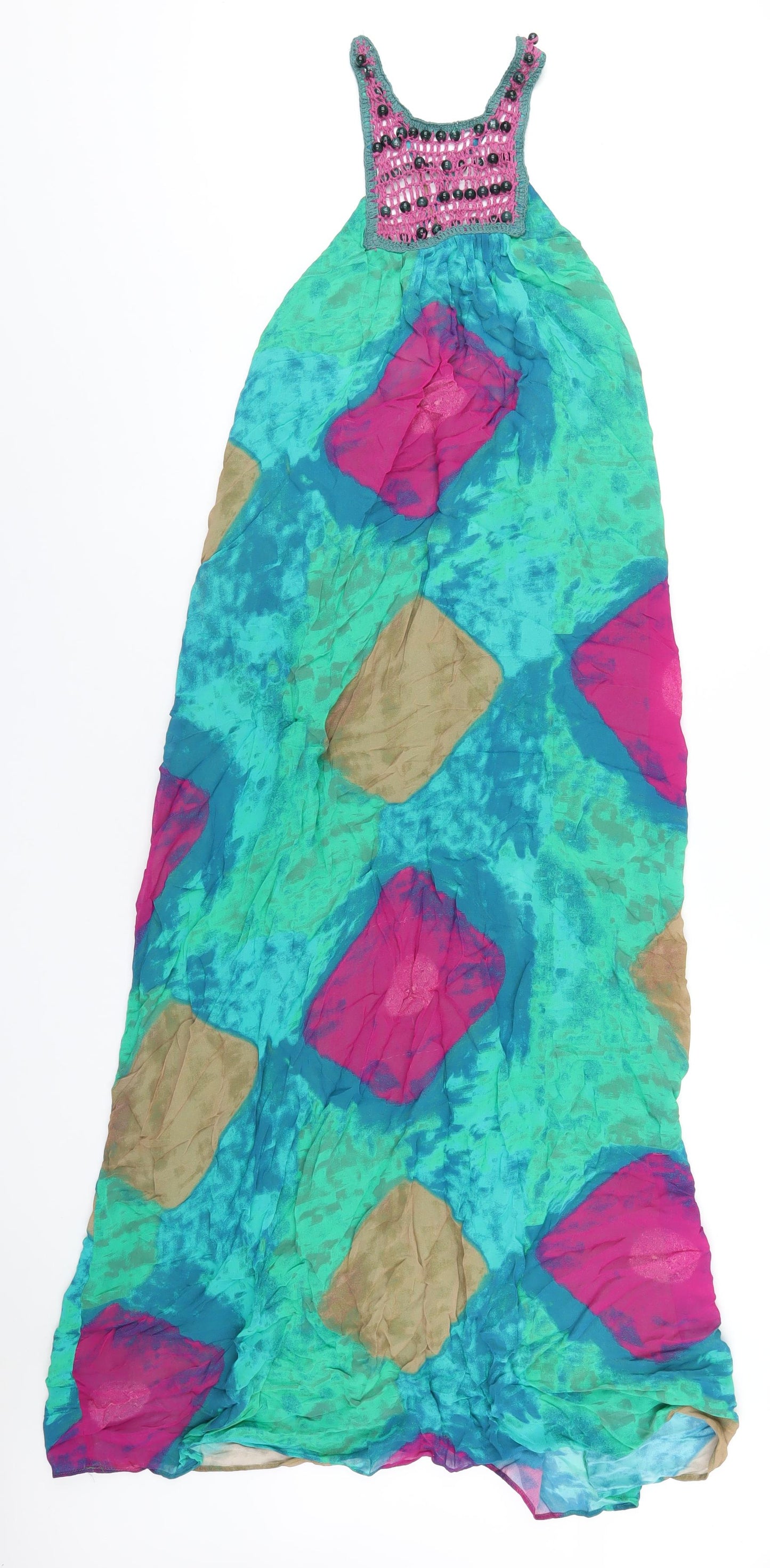 Zara Womens Multicoloured Tie Dye Viscose Maxi Size S Scoop Neck Pullover