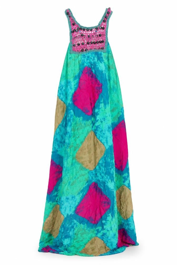 Zara Womens Multicoloured Tie Dye Viscose Maxi Size S Scoop Neck Pullover