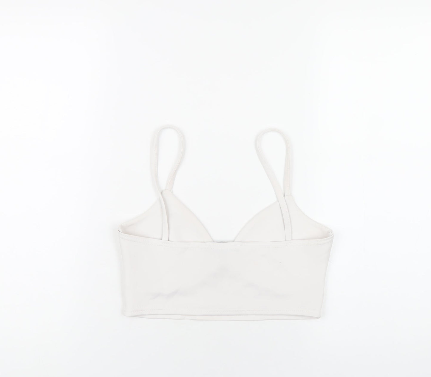 Missguided Womens White Polyester Cropped T-Shirt Size 10 V-Neck
