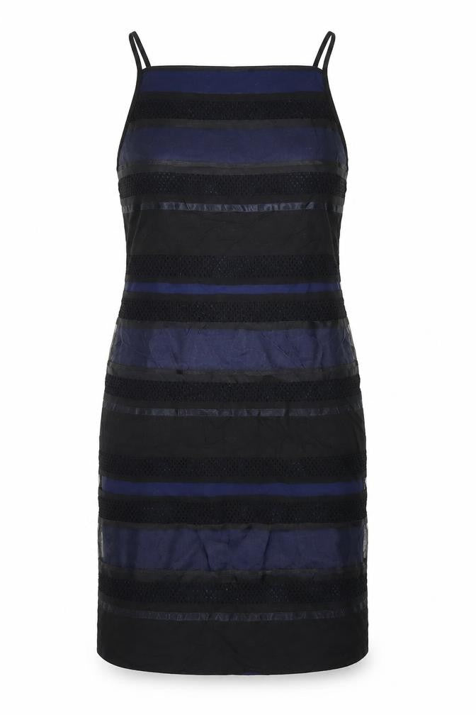 Finery Womens Black Striped Polyester Pencil Dress Size 12 Square Neck Button