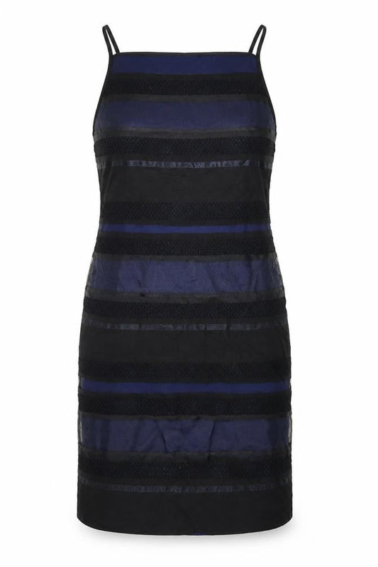 Finery Womens Black Striped Polyester Pencil Dress Size 12 Square Neck Button
