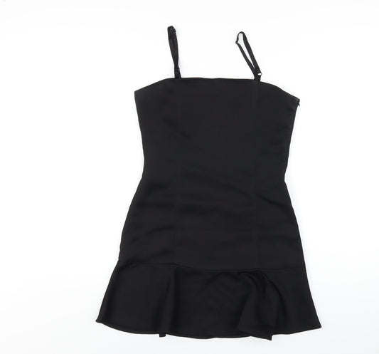 Style Mafia Womens Black Polyester Mini Size M Square Neck Zip