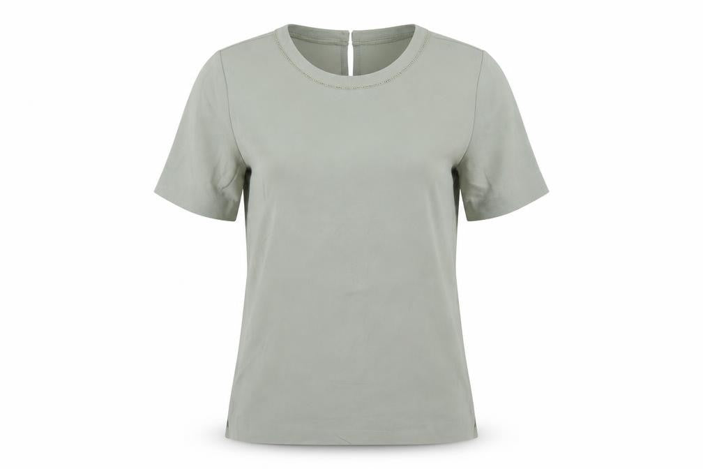 Marks & Spencer Womens Green Polyester Basic T-Shirt Size 12 Round Neck