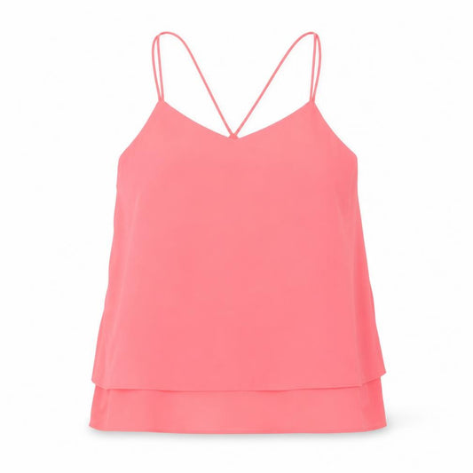 New Look Womens Pink Polyester Camisole T-Shirt Size 10 V-Neck