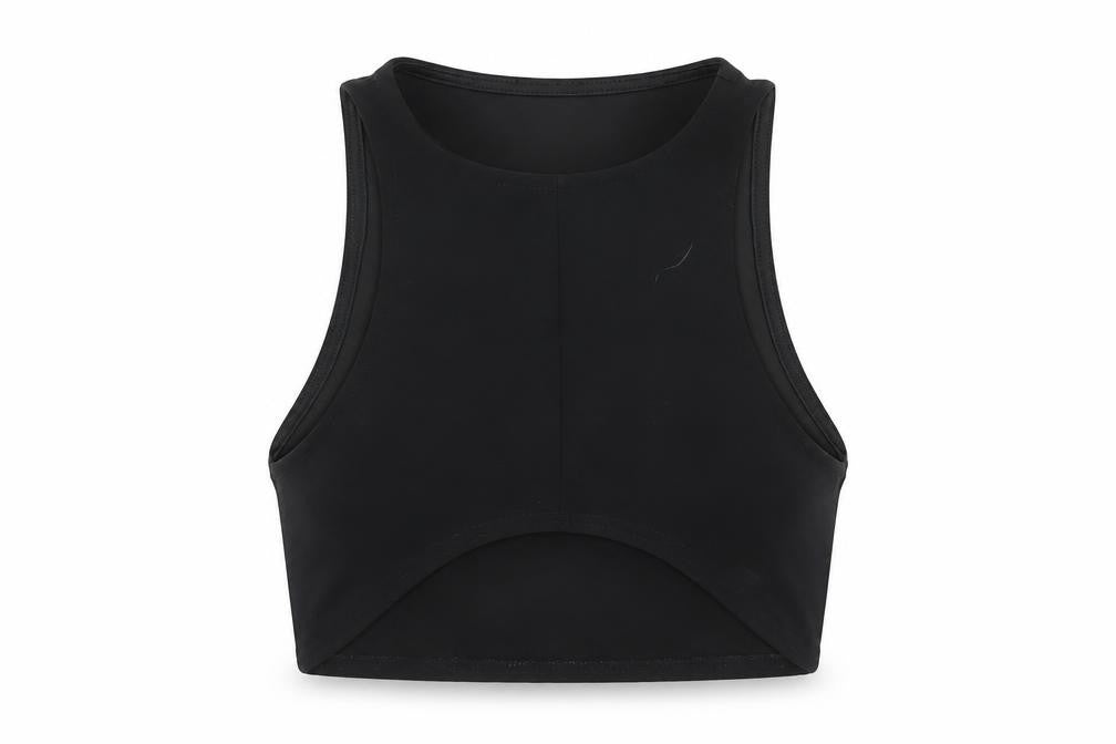 PRETTYLITTLETHING Womens Black Polyester Cropped Tank Size 4 Round Neck