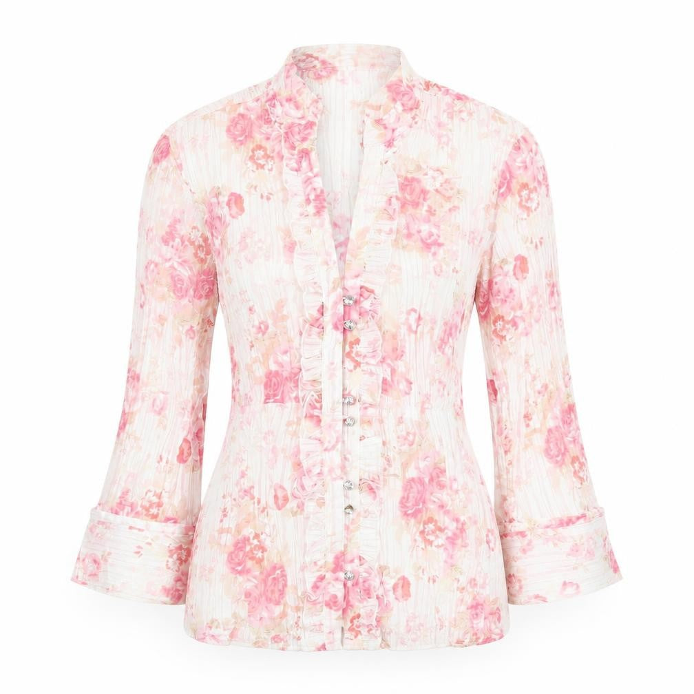 Wallis Womens Multicoloured Floral Polyester Basic Button-Up Size 12 V-Neck