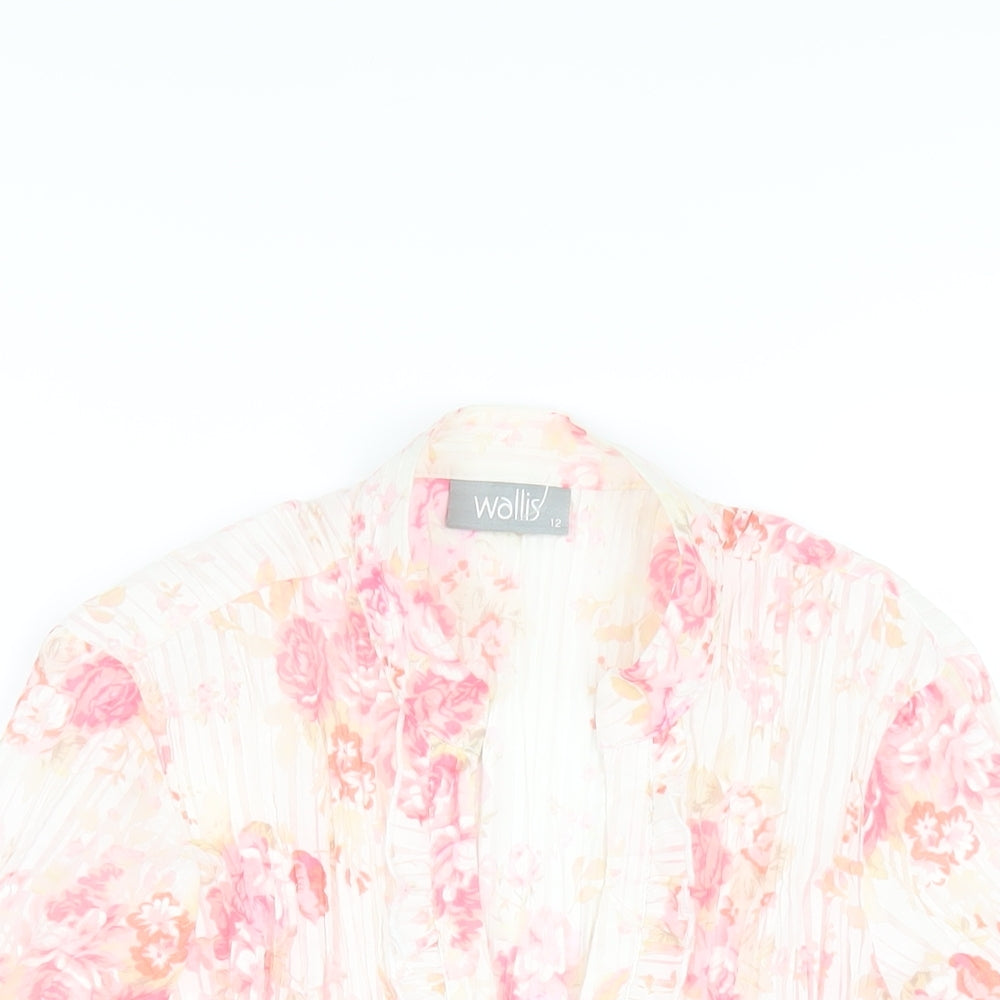 Wallis Womens Multicoloured Floral Polyester Basic Button-Up Size 12 V-Neck