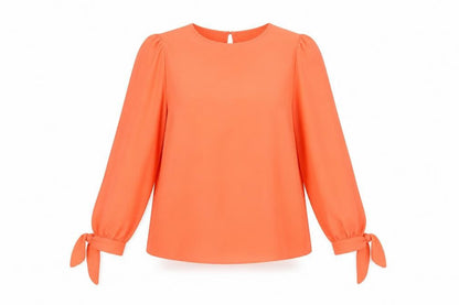Dorothy Perkins Womens Orange Polyester Basic Blouse Size 10 Round Neck