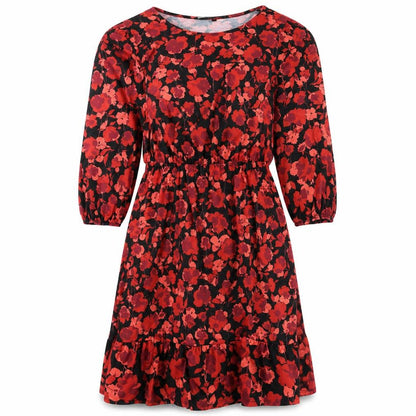 Front view of Roman women’s red floral polyester a-line, size UK 10, round neck pullover
