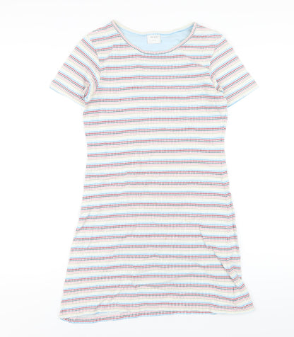 Next Womens Multicoloured Striped Cotton A-Line Size 12 Round Neck Pullover