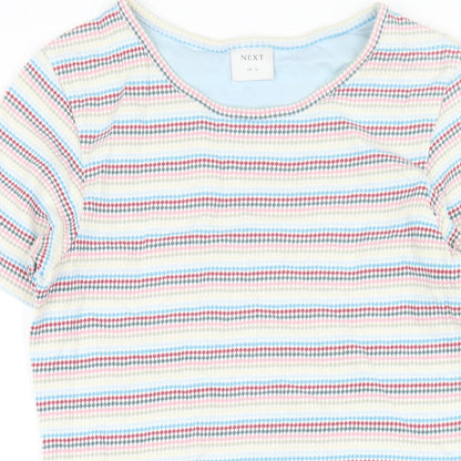 Next Womens Multicoloured Striped Cotton A-Line Size 12 Round Neck Pullover