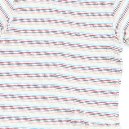 Next Womens Multicoloured Striped Cotton A-Line Size 12 Round Neck Pullover