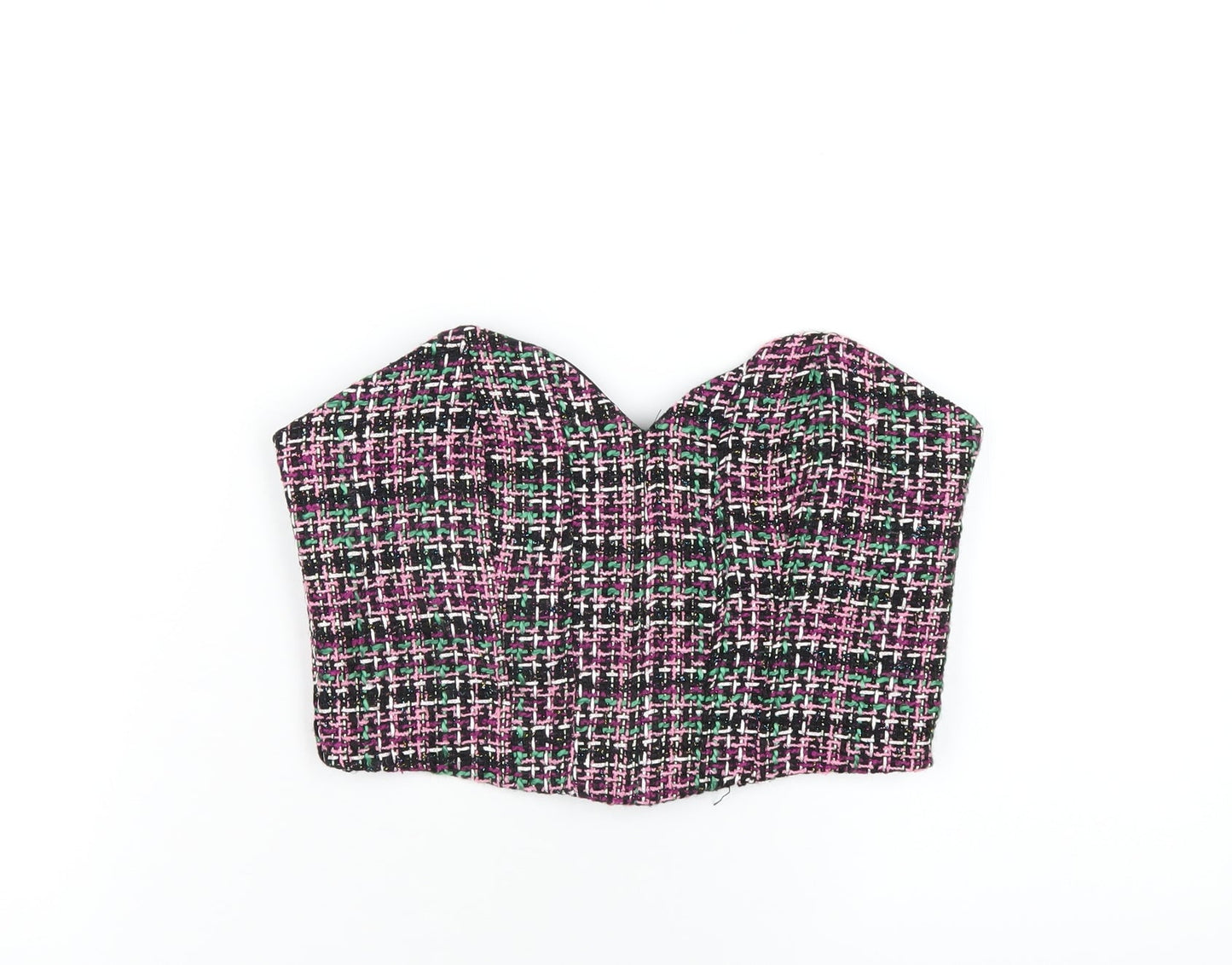 Zara Womens Multicoloured Cotton Cropped T-Shirt Size M Sweetheart