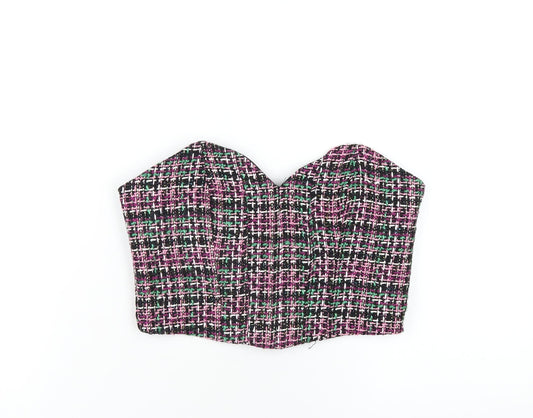 Zara Womens Multicoloured Cotton Cropped T-Shirt Size M Sweetheart