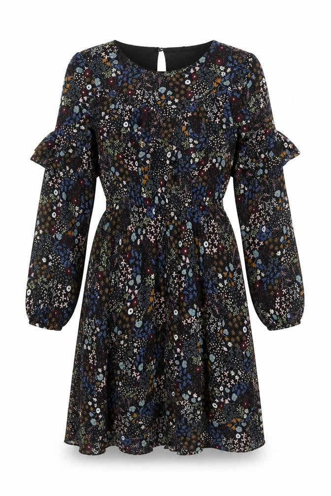 Yumi Womens Multicoloured Geometric Polyester A-Line Size 12 Round Neck Button