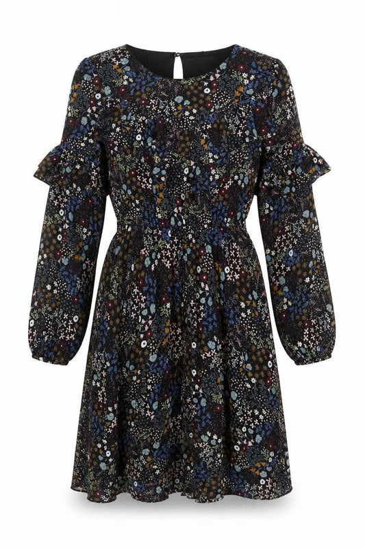 Yumi Womens Multicoloured Geometric Polyester A-Line Size 12 Round Neck Button