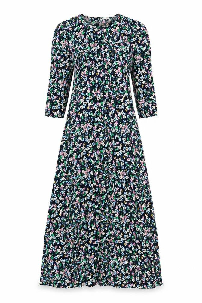Marks & Spencer Womens Multicoloured Floral Viscose A-Line Size 8 Roll Neck Zip