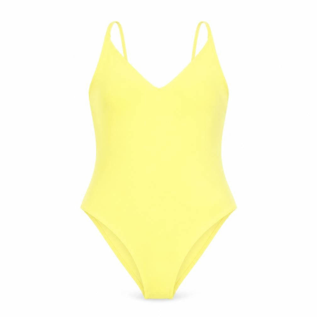 H&M Womens Yellow Polyester Bodysuit One-Piece Size S Snap