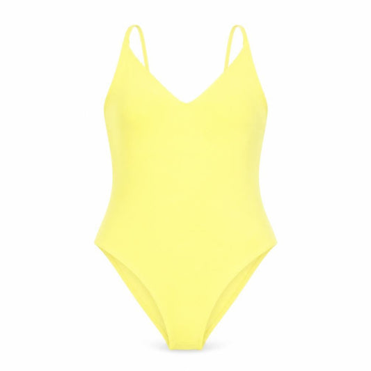 H&M Womens Yellow Polyester Bodysuit One-Piece Size S Snap