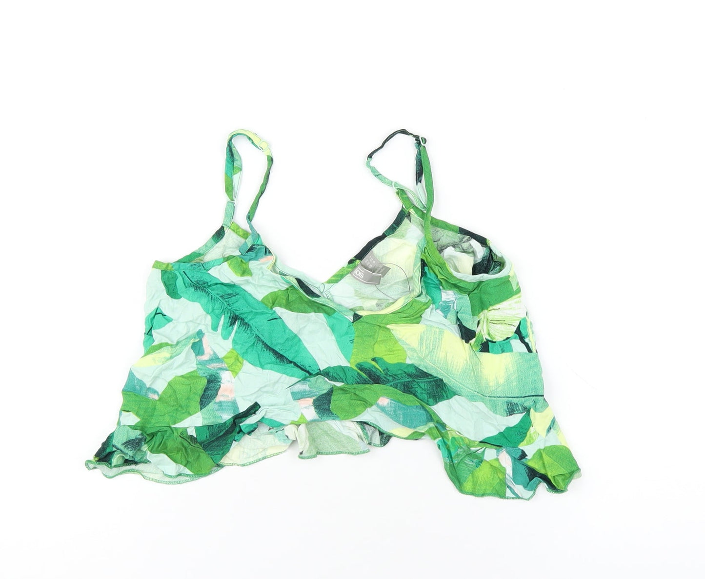 ASOS Womens Green Geometric Viscose Camisole T-Shirt Size 4 V-Neck