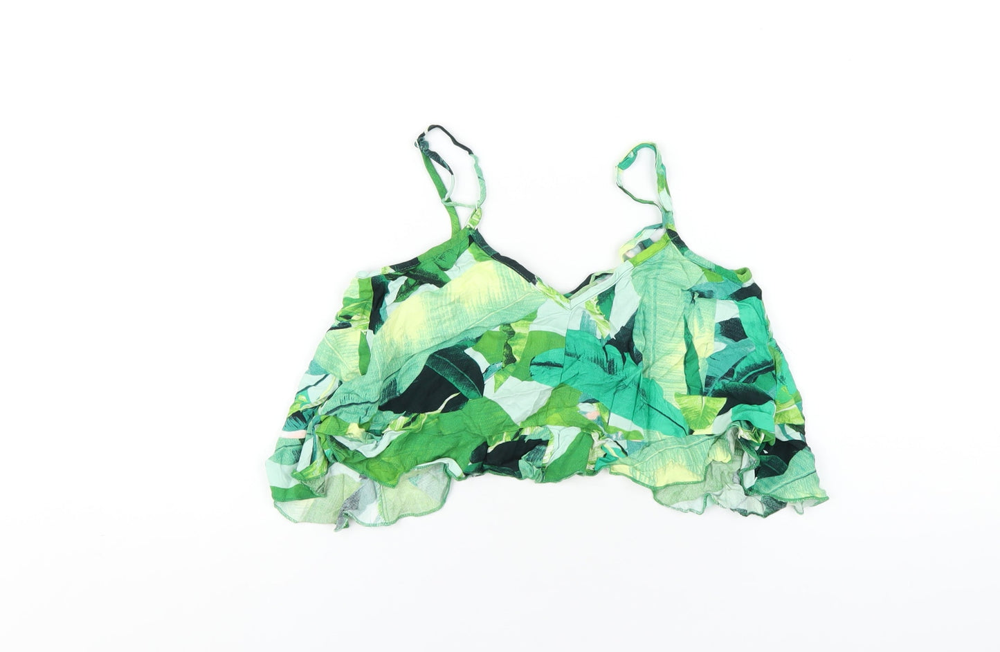 ASOS Womens Green Geometric Viscose Camisole T-Shirt Size 4 V-Neck