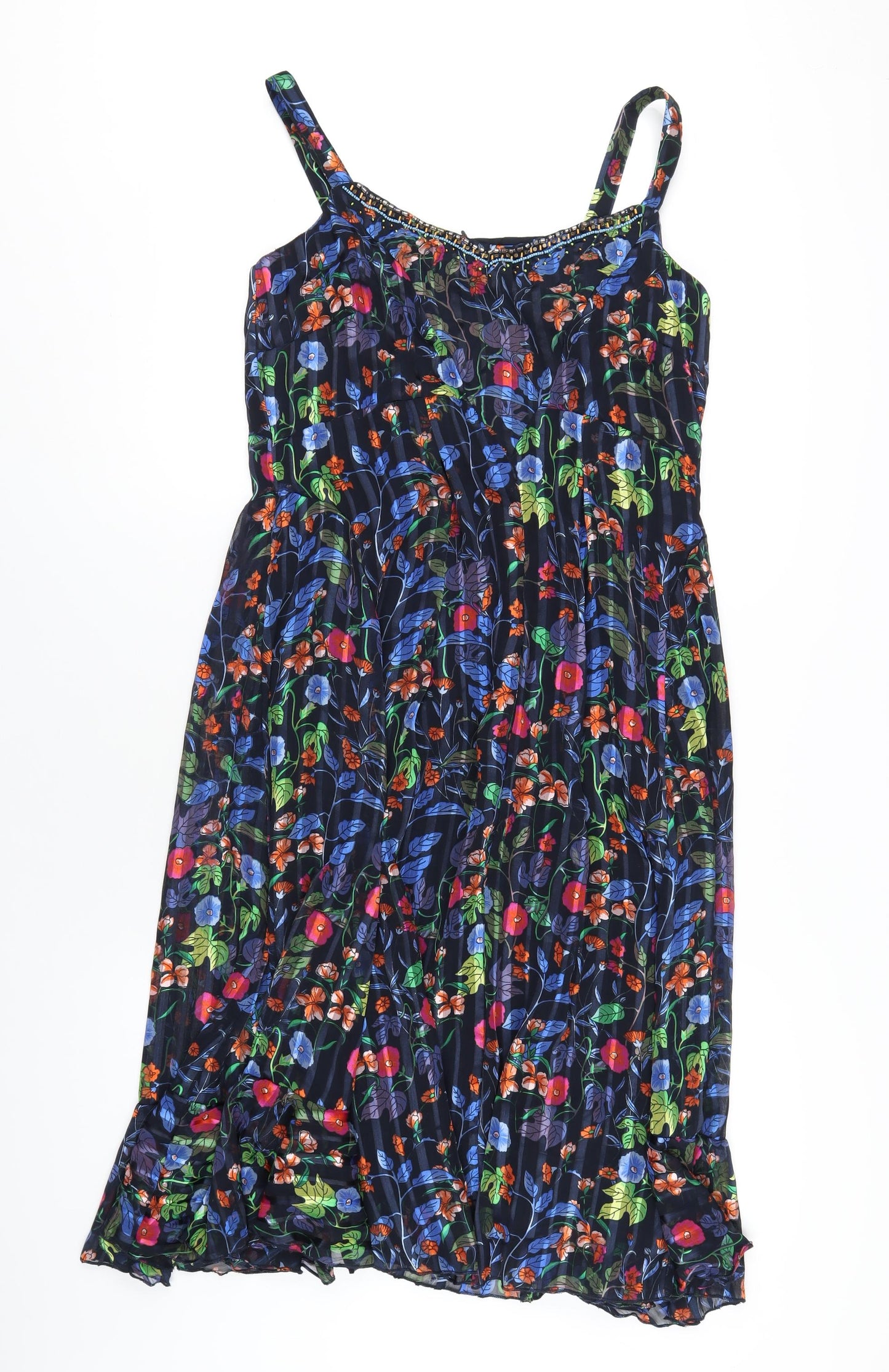 Marks and Spencer Womens Multicoloured Geometric Polyester A-Line Size 10 V-Neck Pullover