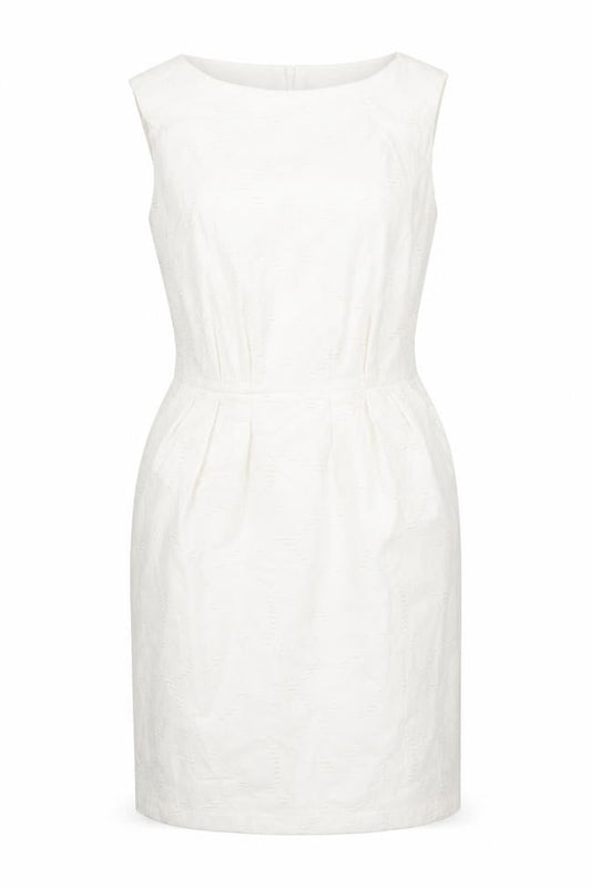 Phase Eight Womens White Cotton Pencil Dress Size 12 Round Neck Zip