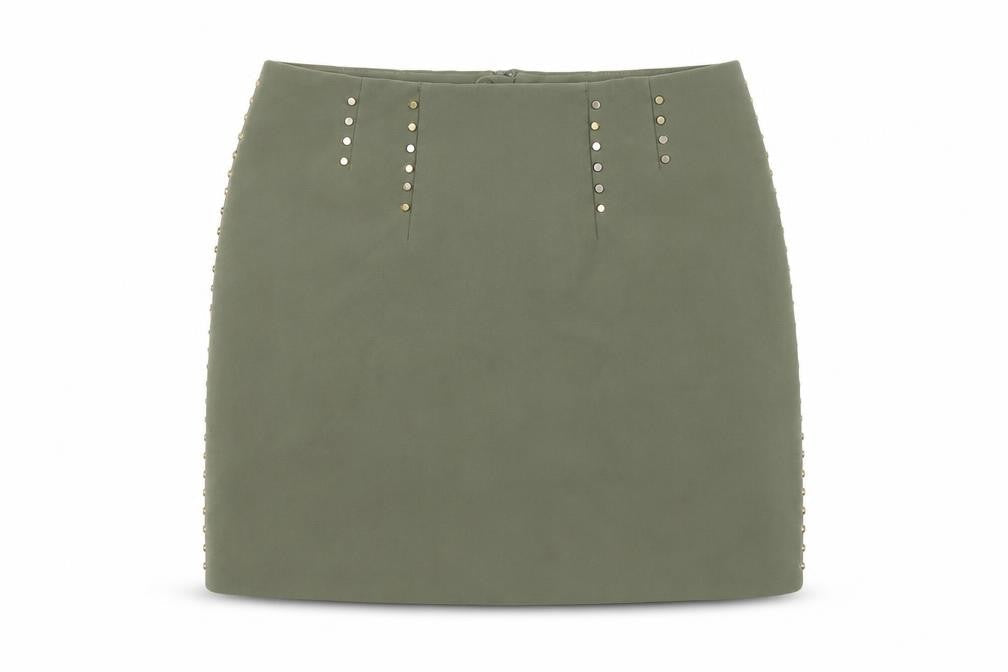 H&M Womens Green Polyester A-Line Skirt Size 10 Zip