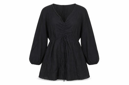 Zara Womens Black Polyester A-Line Size M V-Neck Pullover