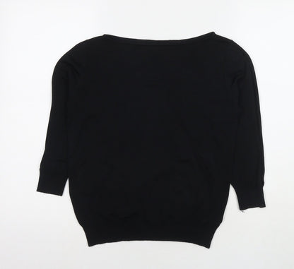 Next Womens Black Round Neck Viscose Pullover Jumper Size 14