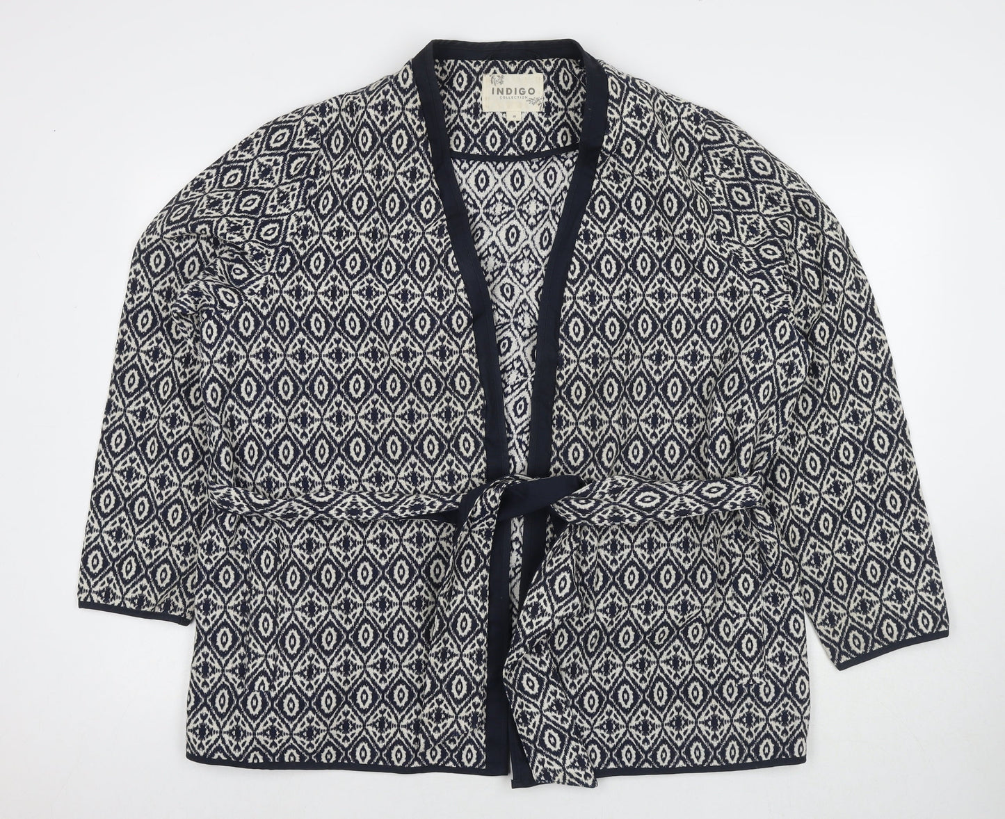 Marks and Spencer Womens Blue Geometric Jacket Blazer Size 20 Tie