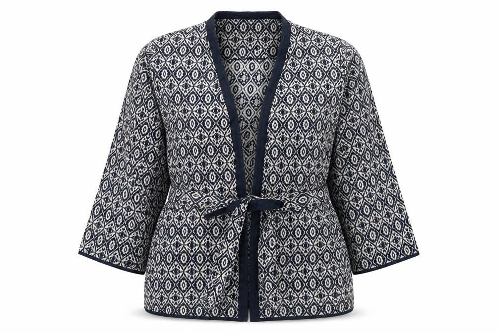 Marks & Spencer Womens Blue Geometric Jacket Blazer Size 20 Tie