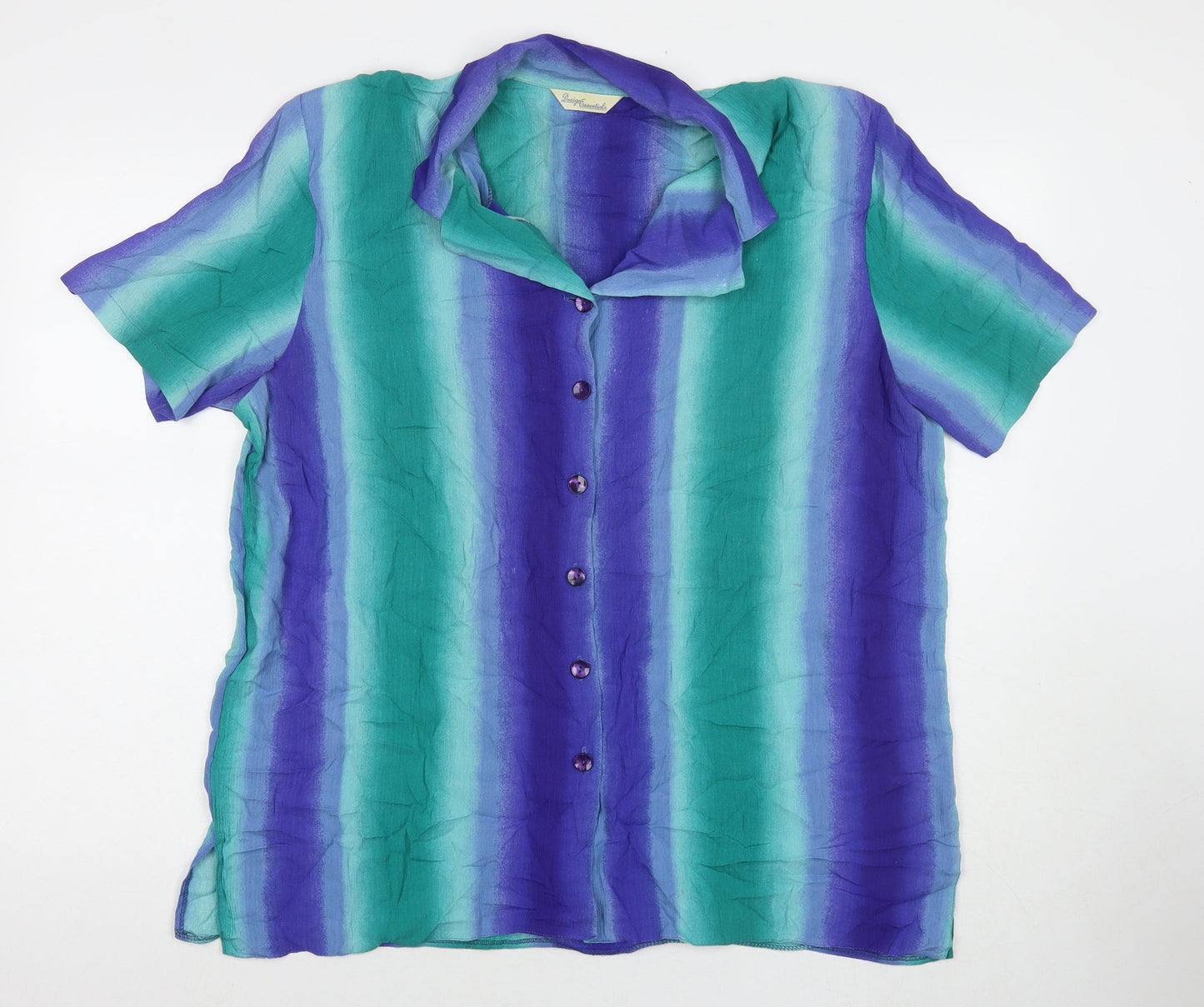 Design Essentials Womens Multicoloured Striped Viscose Basic Button-Up Size 20 Collared