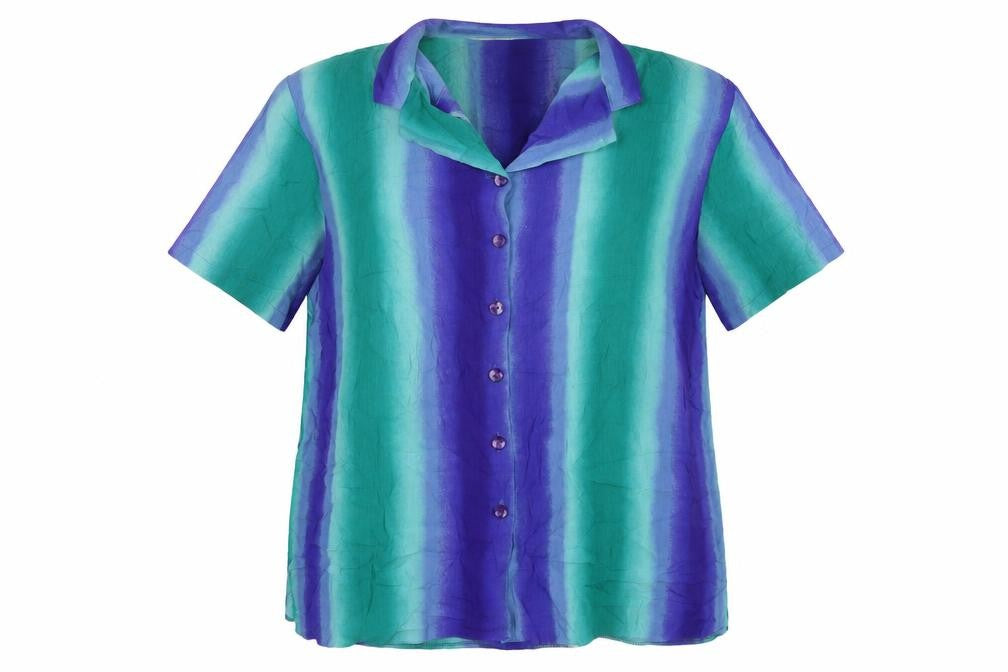 Design Essentials Womens Multicoloured Striped Viscose Basic Button-Up Size 20 Collared