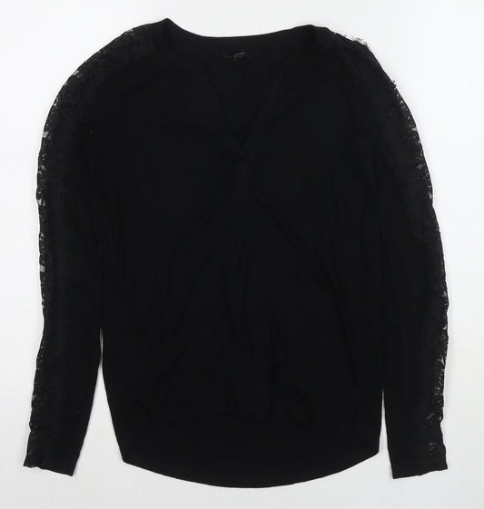 NEXT Womens Black Viscose Basic Blouse Size 6 V-Neck