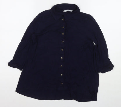Additional front view of Red Herring women’s blue viscose basic button-up, size UK 8, collared