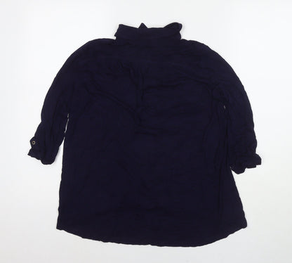 Back view of Red Herring women’s blue viscose basic button-up, size UK 8, collared